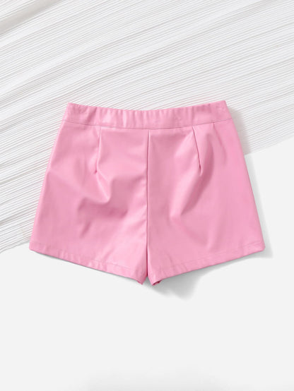 LUNE PU Leather Skinny Shorts, Casual For Summer