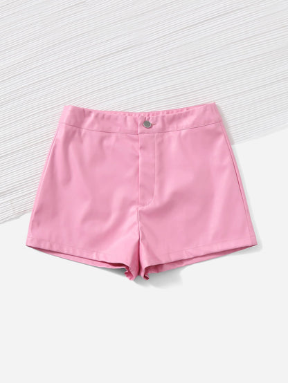 LUNE PU Leather Skinny Shorts, Casual For Summer