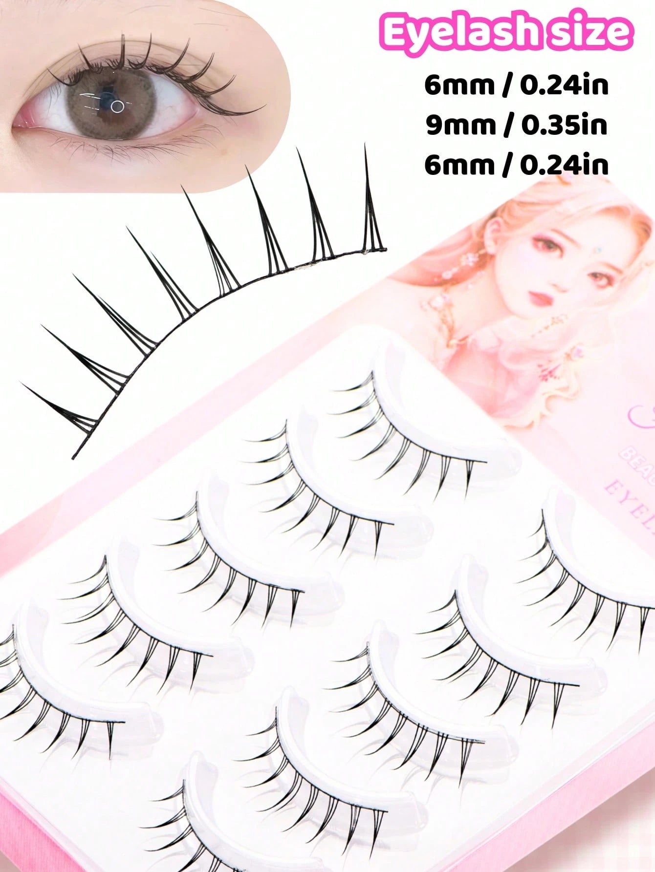 Luxury 5 Pairs Cartoon Eyelashes, Japanese & Korean Fairy Style, C Curl, 6-9mm Length, Natural Eyelashes- Light/Soft/Comfortable, 3D Enlarged Charming Eyes. Suitable For Beginners, DIY Easy To Wear