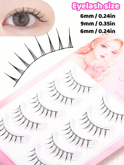 Luxury 5 Pairs Cartoon Eyelashes, Japanese & Korean Fairy Style, C Curl, 6-9mm Length, Natural Eyelashes- Light/Soft/Comfortable, 3D Enlarged Charming Eyes. Suitable For Beginners, DIY Easy To Wear
