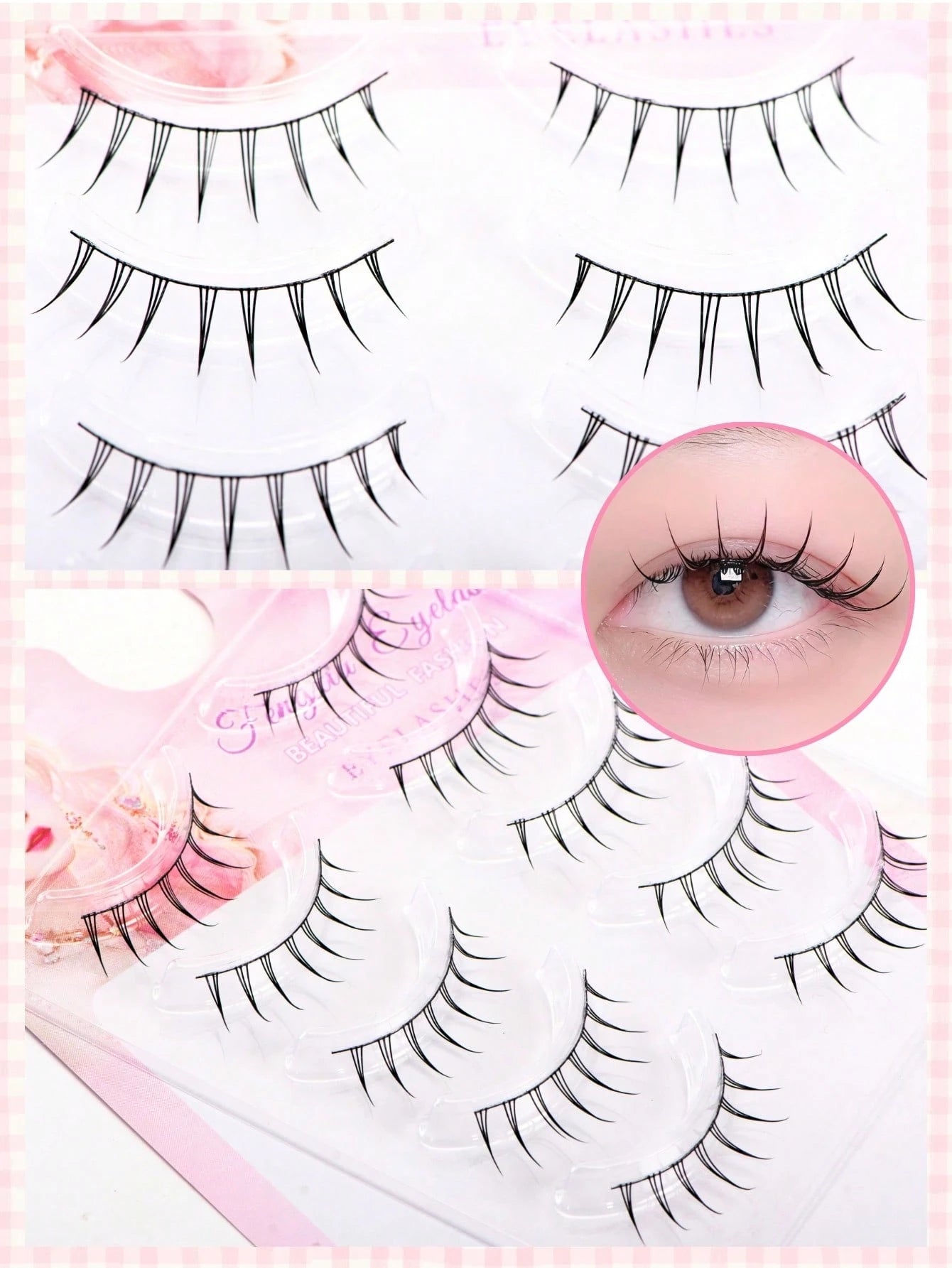 Luxury 5 Pairs Cartoon Eyelashes, Japanese & Korean Fairy Style, C Curl, 6-9mm Length, Natural Eyelashes- Light/Soft/Comfortable, 3D Enlarged Charming Eyes. Suitable For Beginners, DIY Easy To Wear