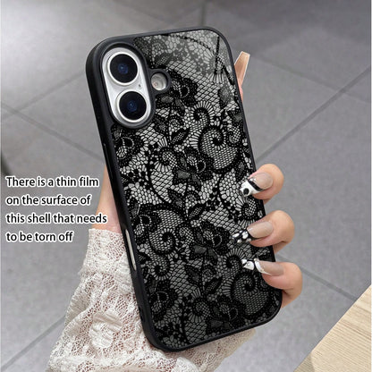 Luxury Black Lace Fashion Shockproof Phone Case Black Lace Pattern Fashion Phone Cases With Its Exquisite Lace Pattern Every Detail Comes Alive As If The Texture Of Real Lace Has Been Perfectly Replic