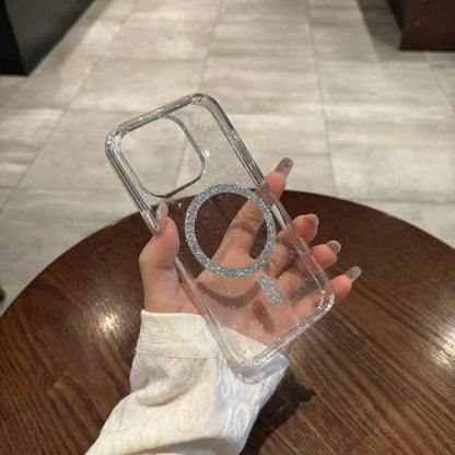 Luxury Glitter Transparent Magnetic Phone Case Compatible With IPhone 17 Pro Max 17 Pro 17 16 Pro Max 16 Pro 16 15 Pro Max 15 Pro 15 14 Pro Max 14 Pro 14 13 Pro Max 13 Pro 13 Magnetic Wireless Chargin