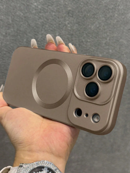 Luxury Magnetic Shockproof Solid Color Matte Phone Premium Case With Camera Lens Protection Compatible With IPhone 17 Pro Max 17 Pro 17 Air 17 16 15 14 Plus 13 12 11 Pro Max Fashionable Glass Lens Sup
