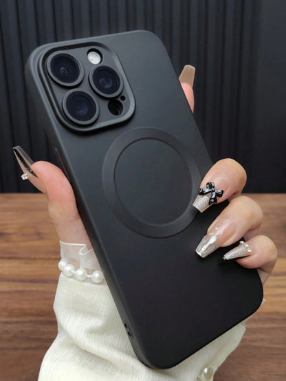 Luxury Magnetic Shockproof Solid Color Matte Phone Premium Case With Camera Lens Protection Compatible With IPhone 17 Pro Max 17 Pro 17 Air 17 16 15 14 Plus 13 12 11 Pro Max Fashionable Glass Lens Sup