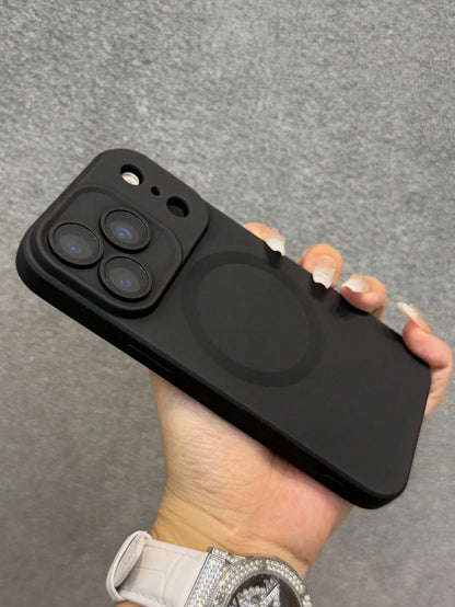 Luxury Magnetic Shockproof Solid Color Matte Phone Premium Case With Camera Lens Protection Compatible With IPhone 17 Pro Max 17 Pro 17 Air 17 16 15 14 Plus 13 12 11 Pro Max Fashionable Glass Lens Sup