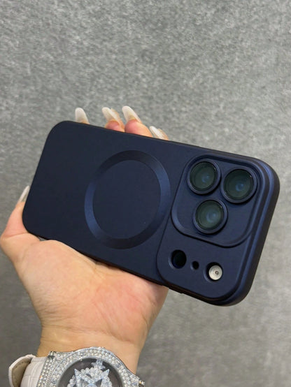 Luxury Magnetic Shockproof Solid Color Matte Phone Premium Case With Camera Lens Protection Compatible With IPhone 17 Pro Max 17 Pro 17 Air 17 16 15 14 Plus 13 12 11 Pro Max Fashionable Glass Lens Sup