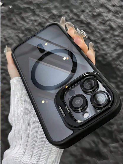 Luxury MagSafe Magnetic Phone Case Compatible With IPhone 17 Pro Max 17 Pro 17 Air 16 15 14 13 12 11 Pro Max Plus, With Kickstand And Glass Lens Protector, Shockproof Protective Shell