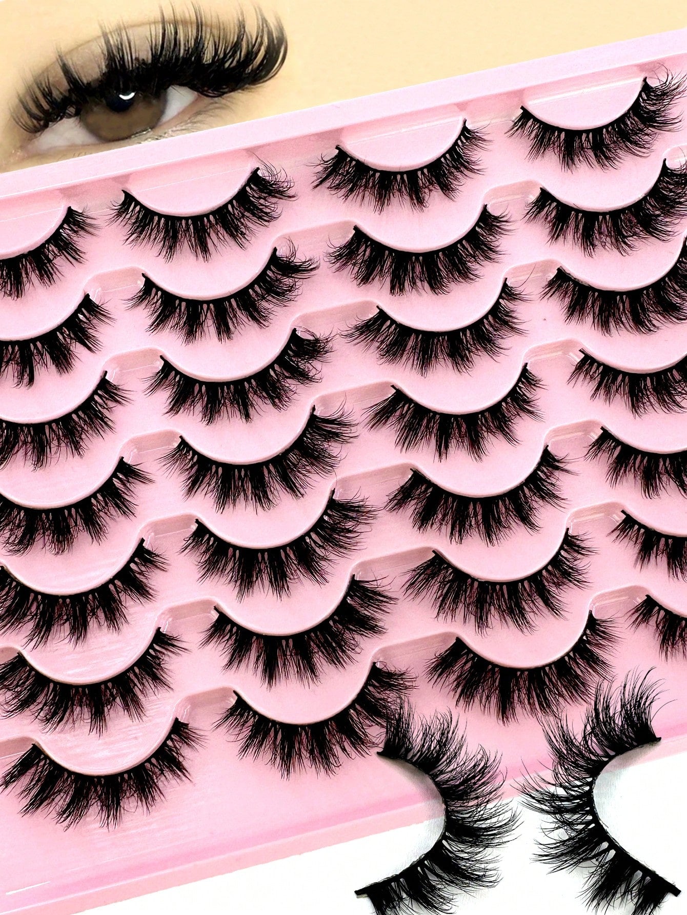 LYBCG 14Pairs 3D Fluffy Cosplay Manga Lashes Faux Mink Eyelashes Cat Eye Eyelashes Natural Full False Eyelashes Volumized Eyelash Extension Travel Essentials For Various Occasions