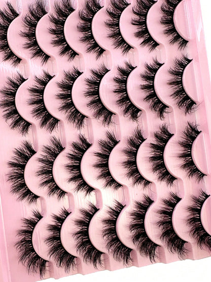 LYBCG 14Pairs 3D Fluffy Cosplay Manga Lashes Faux Mink Eyelashes Cat Eye Eyelashes Natural Full False Eyelashes Volumized Eyelash Extension Travel Essentials For Various Occasions