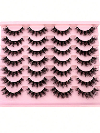 LYBCG 14Pairs 3D Fluffy Cosplay Manga Lashes Faux Mink Eyelashes Cat Eye Eyelashes Natural Full False Eyelashes Volumized Eyelash Extension Travel Essentials For Various Occasions