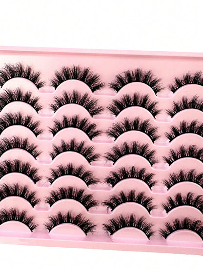LYBCG 14Pairs 3D Fluffy Cosplay Manga Lashes Faux Mink Eyelashes Cat Eye Eyelashes Natural Full False Eyelashes Volumized Eyelash Extension Travel Essentials For Various Occasions