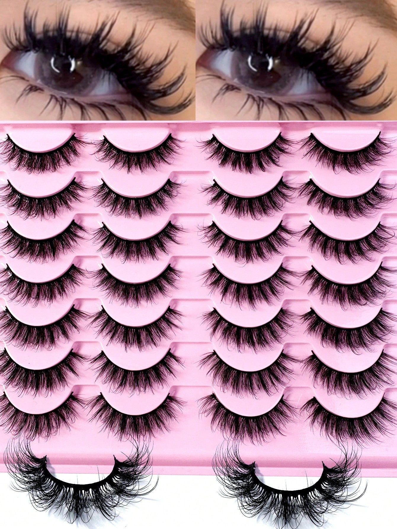LYBCG 14Pairs 3D Fluffy Cosplay Manga Lashes Faux Mink Eyelashes Cat Eye Eyelashes Natural Full False Eyelashes Volumized Eyelash Extension Travel Essentials For Various Occasions