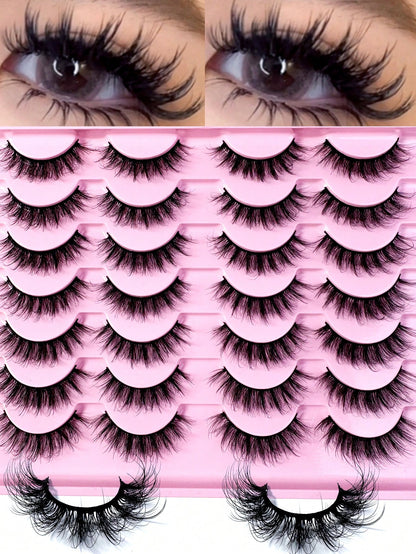 LYBCG 14Pairs 3D Fluffy Cosplay Manga Lashes Faux Mink Eyelashes Cat Eye Eyelashes Natural Full False Eyelashes Volumized Eyelash Extension Travel Essentials For Various Occasions