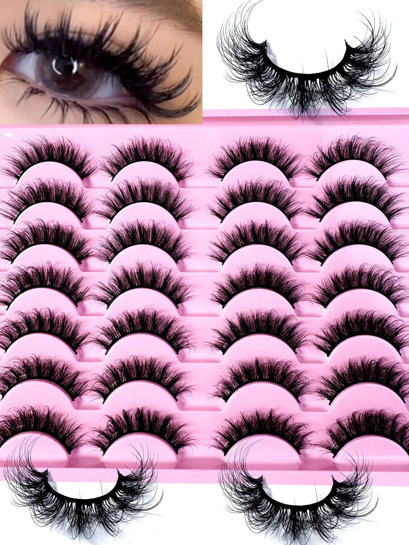 LYBCG 14Pairs 3D Fluffy Cosplay Manga Lashes Faux Mink Eyelashes Cat Eye Eyelashes Natural Full False Eyelashes Volumized Eyelash Extension Travel Essentials For Various Occasions