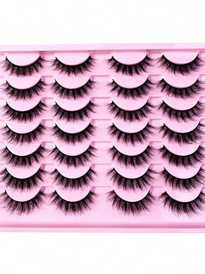 LYBCG 14Pairs 3D Fluffy Cosplay Manga Lashes Faux Mink Eyelashes Cat Eye Eyelashes Natural Full False Eyelashes Volumized Eyelash Extension Travel Essentials For Various Occasions