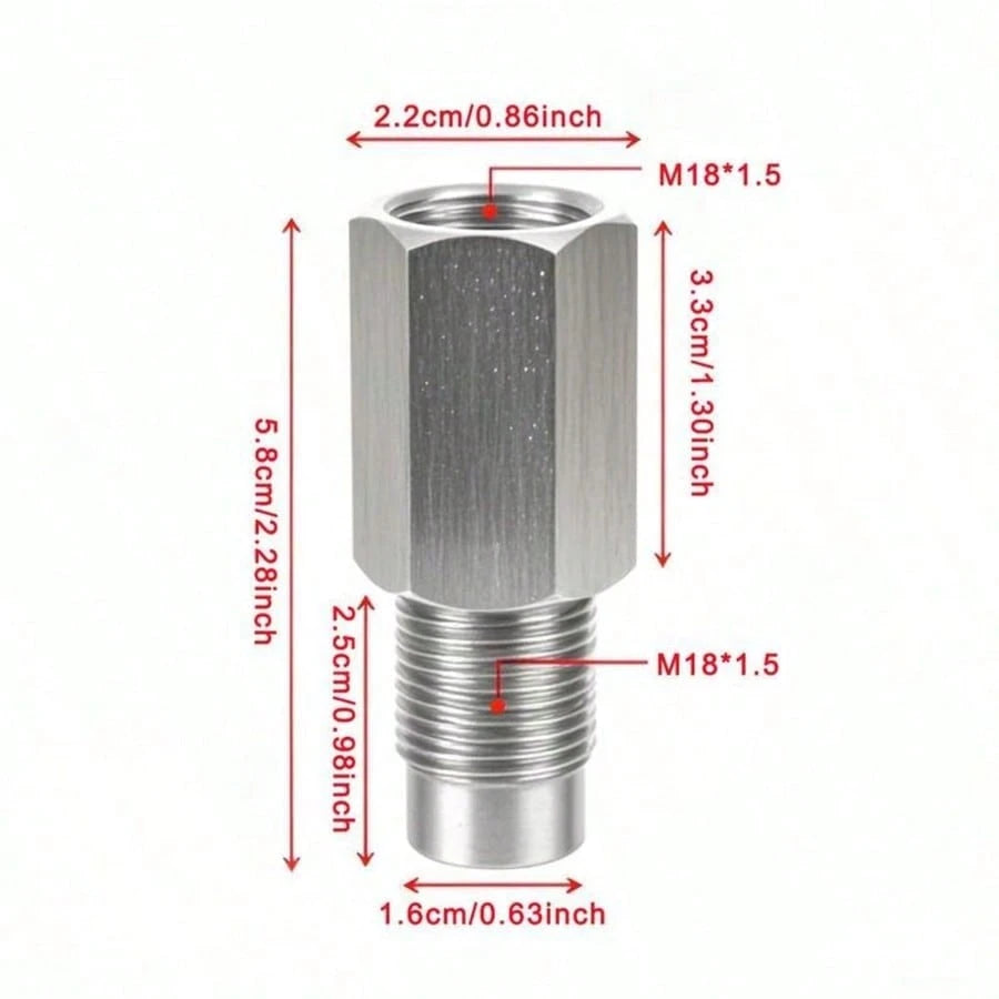 M18x1.5 58MM 02 Sensor Mini CatalyticConverter, Spacer Adapter, Universal OxygenSensor Adapter, Car Engine Light Failure Decoder