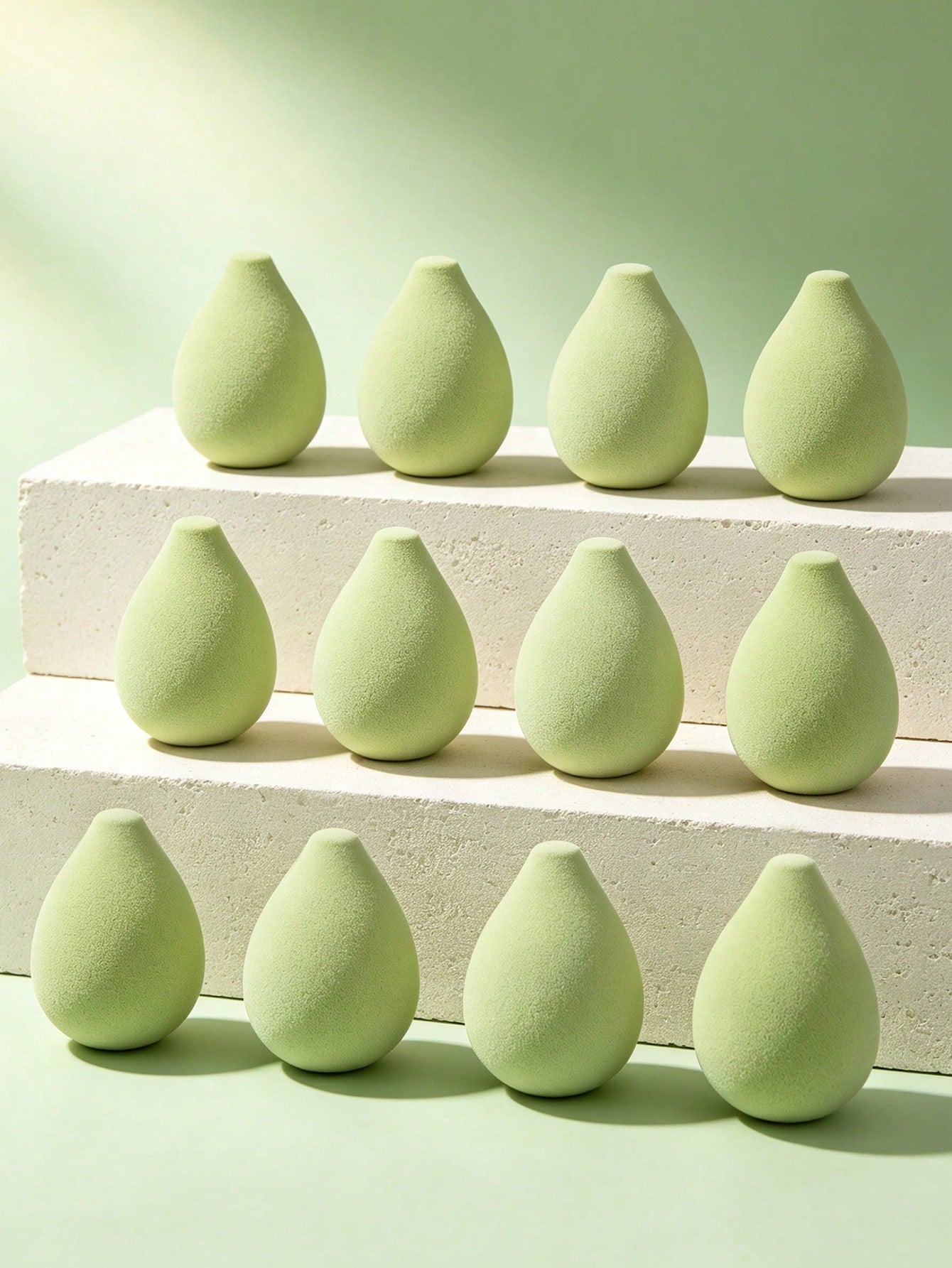 MAANGE 1/6/12pcs Green Professional Makeup Sponges, Soft And Dual-Use For Wet And Dry Application, Daily Makeup Accessory, Travel-Friendly Portable Pack, Gift For Girls