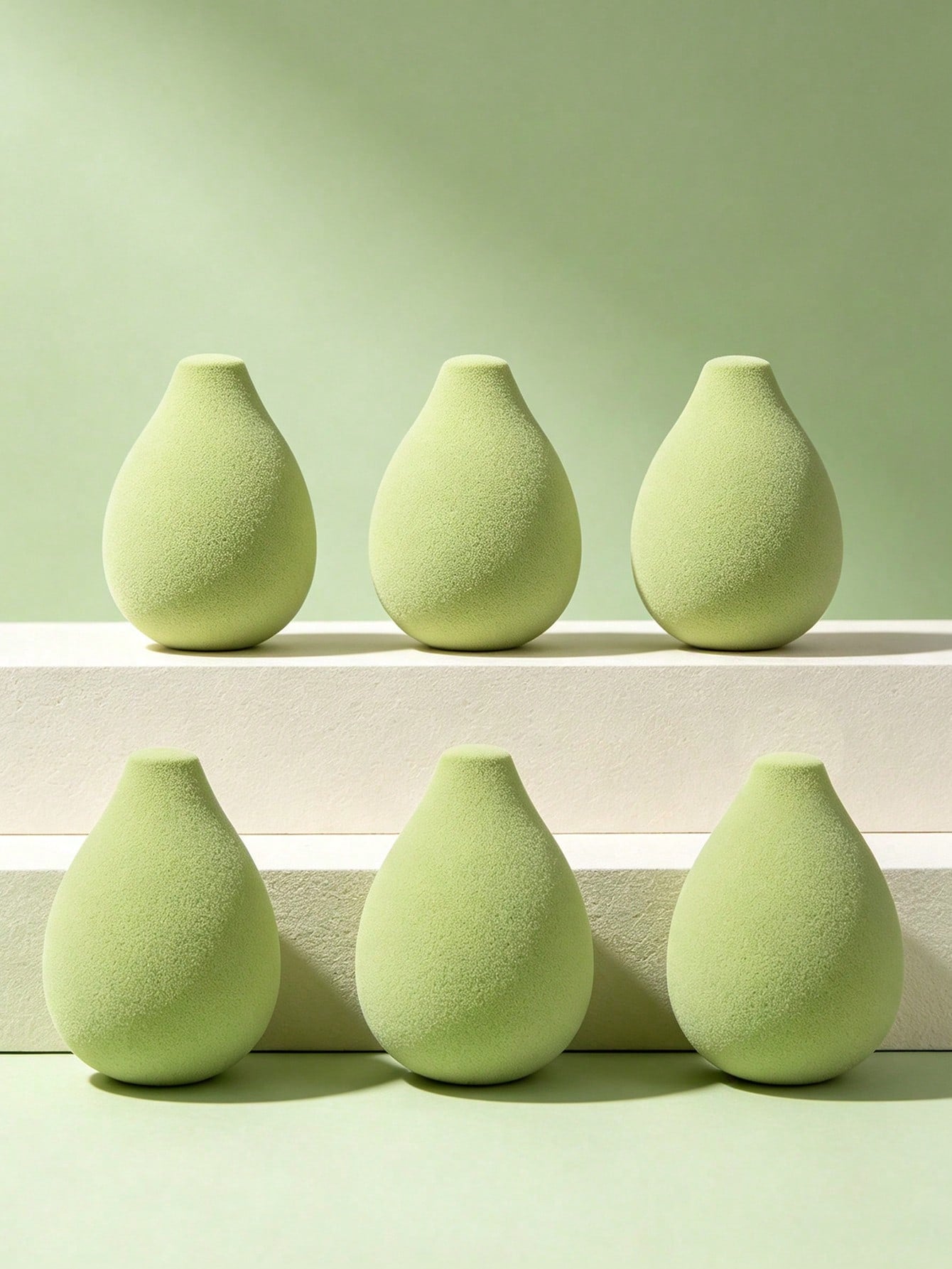 MAANGE 1/6/12pcs Green Professional Makeup Sponges, Soft And Dual-Use For Wet And Dry Application, Daily Makeup Accessory, Travel-Friendly Portable Pack, Gift For Girls
