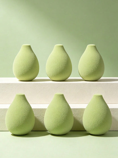 MAANGE 1/6/12pcs Green Professional Makeup Sponges, Soft And Dual-Use For Wet And Dry Application, Daily Makeup Accessory, Travel-Friendly Portable Pack, Gift For Girls