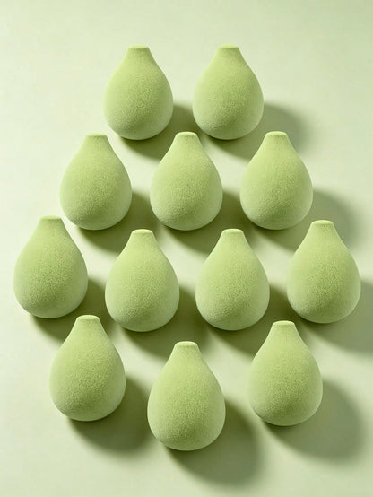 MAANGE 1/6/12pcs Green Professional Makeup Sponges, Soft And Dual-Use For Wet And Dry Application, Daily Makeup Accessory, Travel-Friendly Portable Pack, Gift For Girls