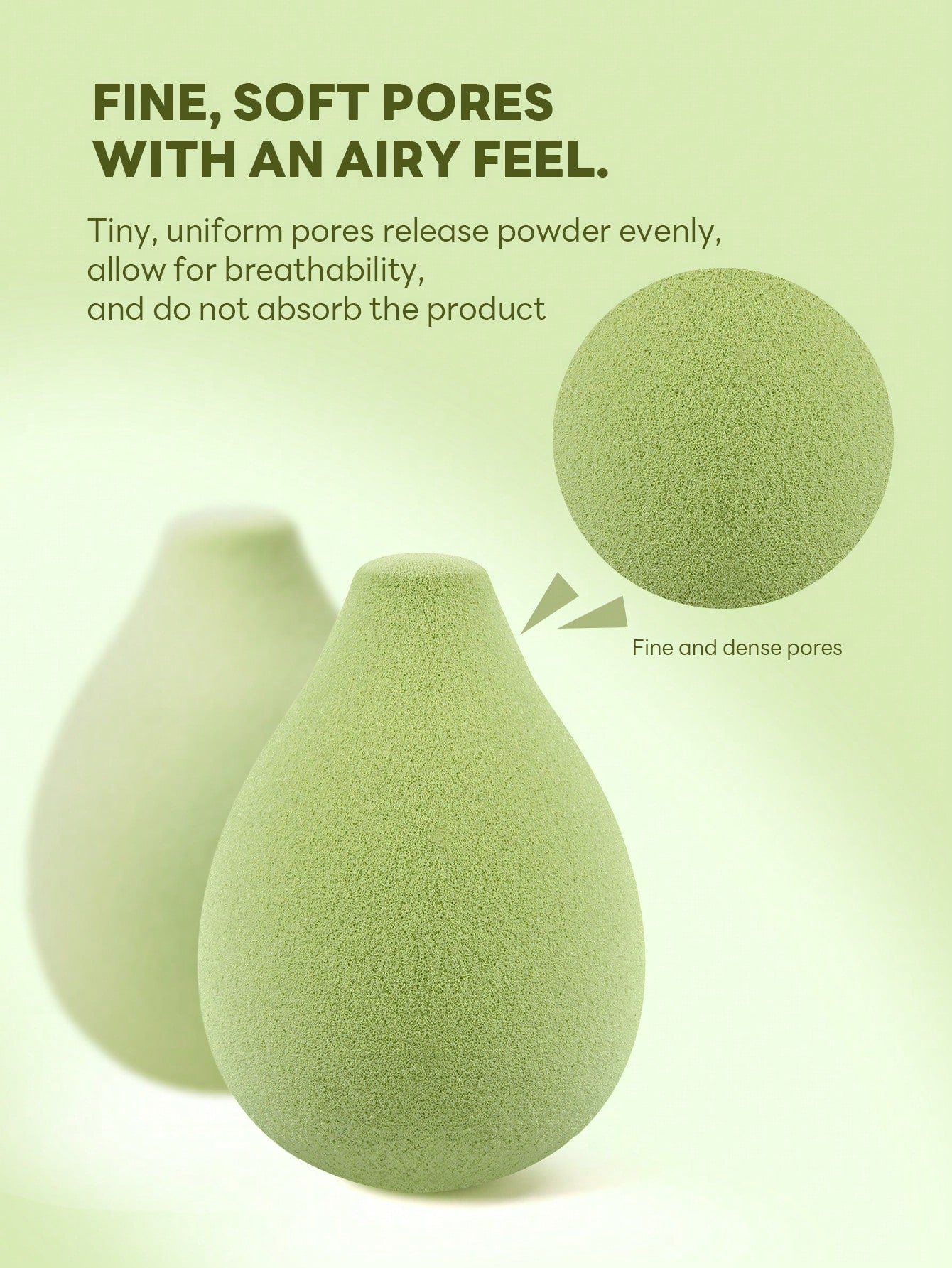 MAANGE 1/6/12pcs Green Professional Makeup Sponges, Soft And Dual-Use For Wet And Dry Application, Daily Makeup Accessory, Travel-Friendly Portable Pack, Gift For Girls