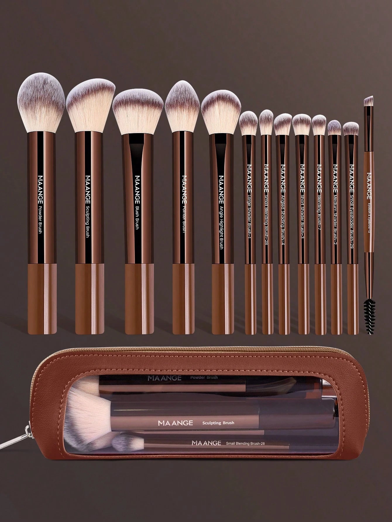 MAANGE 13/14/16/17/20/22pcs Aluminum Tube Makeup Brush Set, Includes Face Brush, Blush Brush, Foundation Brush, Eyeliner Brush, Eyeshadow Brush, Eyebrow Brush, Blending Brush, Highlighter Brush, Conce