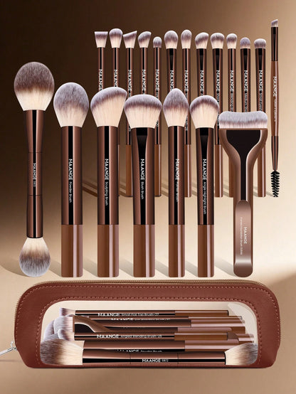 MAANGE 13/14/16/17/20/22pcs Aluminum Tube Makeup Brush Set, Includes Face Brush, Blush Brush, Foundation Brush, Eyeliner Brush, Eyeshadow Brush, Eyebrow Brush, Blending Brush, Highlighter Brush, Conce