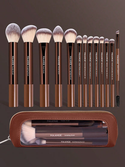 MAANGE 13/14/16/17/20/22pcs Aluminum Tube Makeup Brush Set, Includes Face Brush, Blush Brush, Foundation Brush, Eyeliner Brush, Eyeshadow Brush, Eyebrow Brush, Blending Brush, Highlighter Brush, Conce
