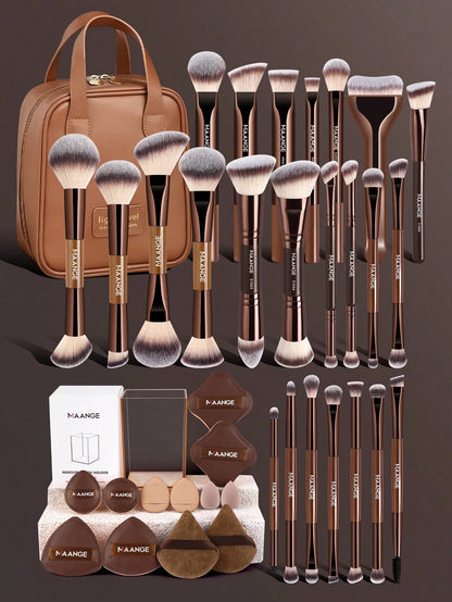 MAANGE 16/17/22/27/38pcs Makeup Brush Set, Includes Foundation Brush, Powder Brush, Highlighter Brush, Blush Brush, Concealer Brush, Contour Brush, Nose Brush, Eyeshadow Brush, Eyeliner Brush, Eyebrow