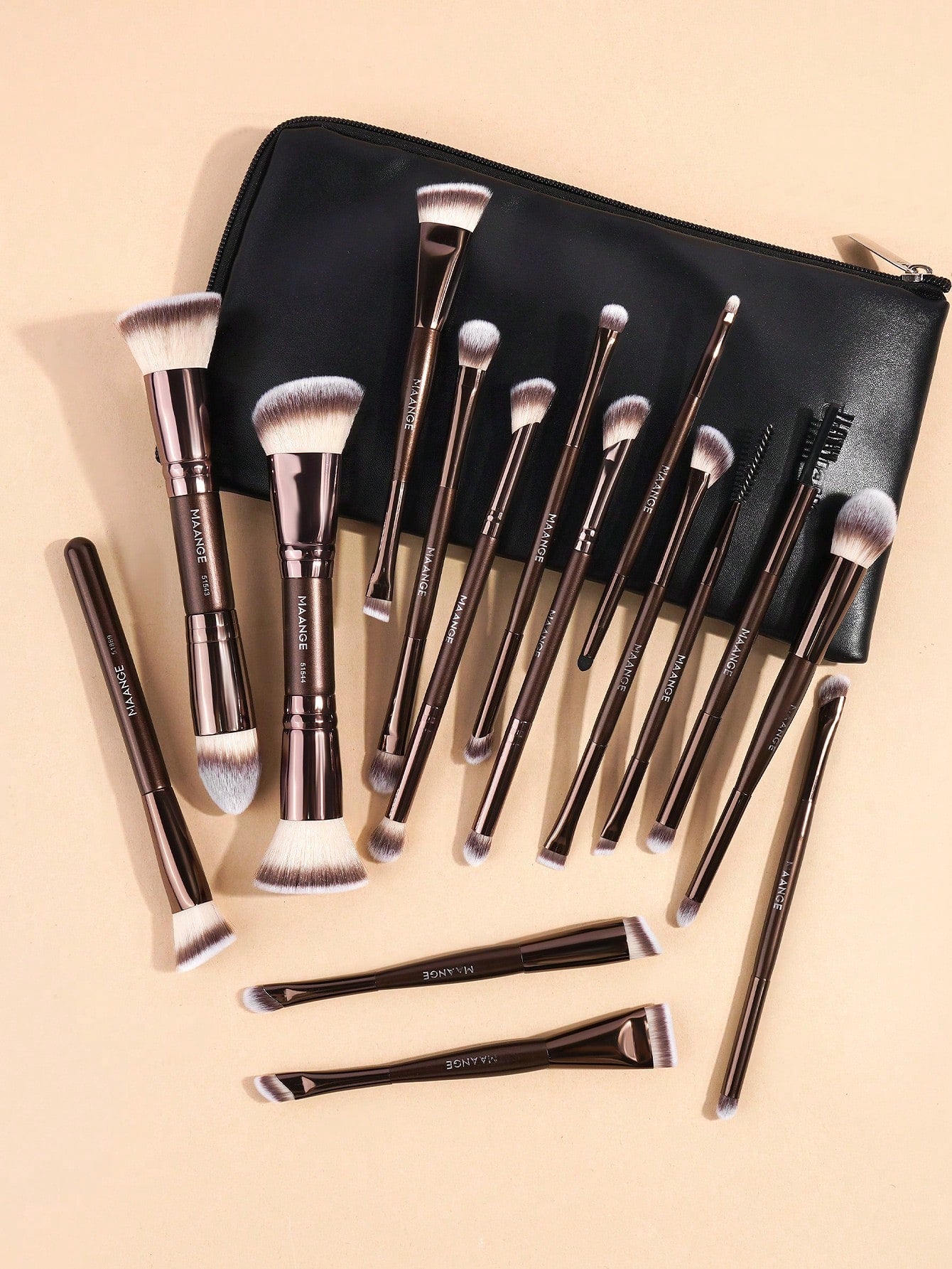 MAANGE 16/17/22/27/38pcs Makeup Brush Set, Includes Foundation Brush, Powder Brush, Highlighter Brush, Blush Brush, Concealer Brush, Contour Brush, Nose Brush, Eyeshadow Brush, Eyeliner Brush, Eyebrow