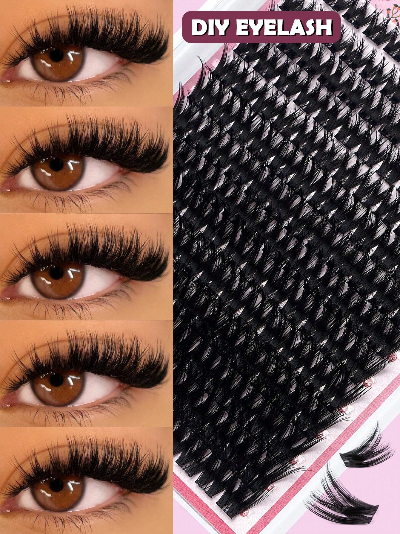 MAANGE 168 Clusters Dense Cross-Grafted Eyelash Clusters, Cross-Amplified Eyes, Cat Eye Eyelash Clusters, Large Capacity Eyelash Cluster Box, Long-Lasting Curly Natural Curl Eyelash Clusters Extension