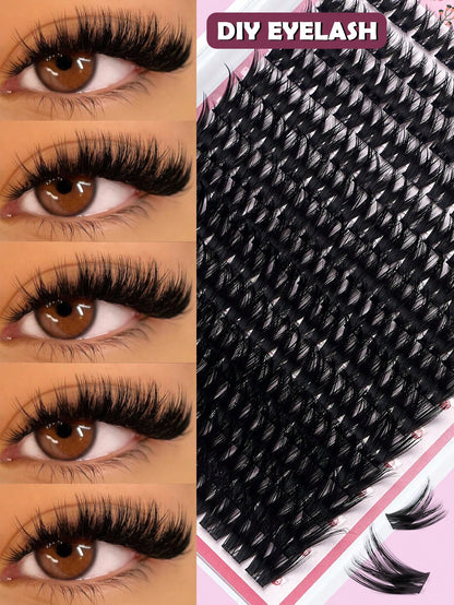 MAANGE 168 Clusters Dense Cross-Grafted Eyelash Clusters, Cross-Amplified Eyes, Cat Eye Eyelash Clusters, Large Capacity Eyelash Cluster Box, Long-Lasting Curly Natural Curl Eyelash Clusters Extension