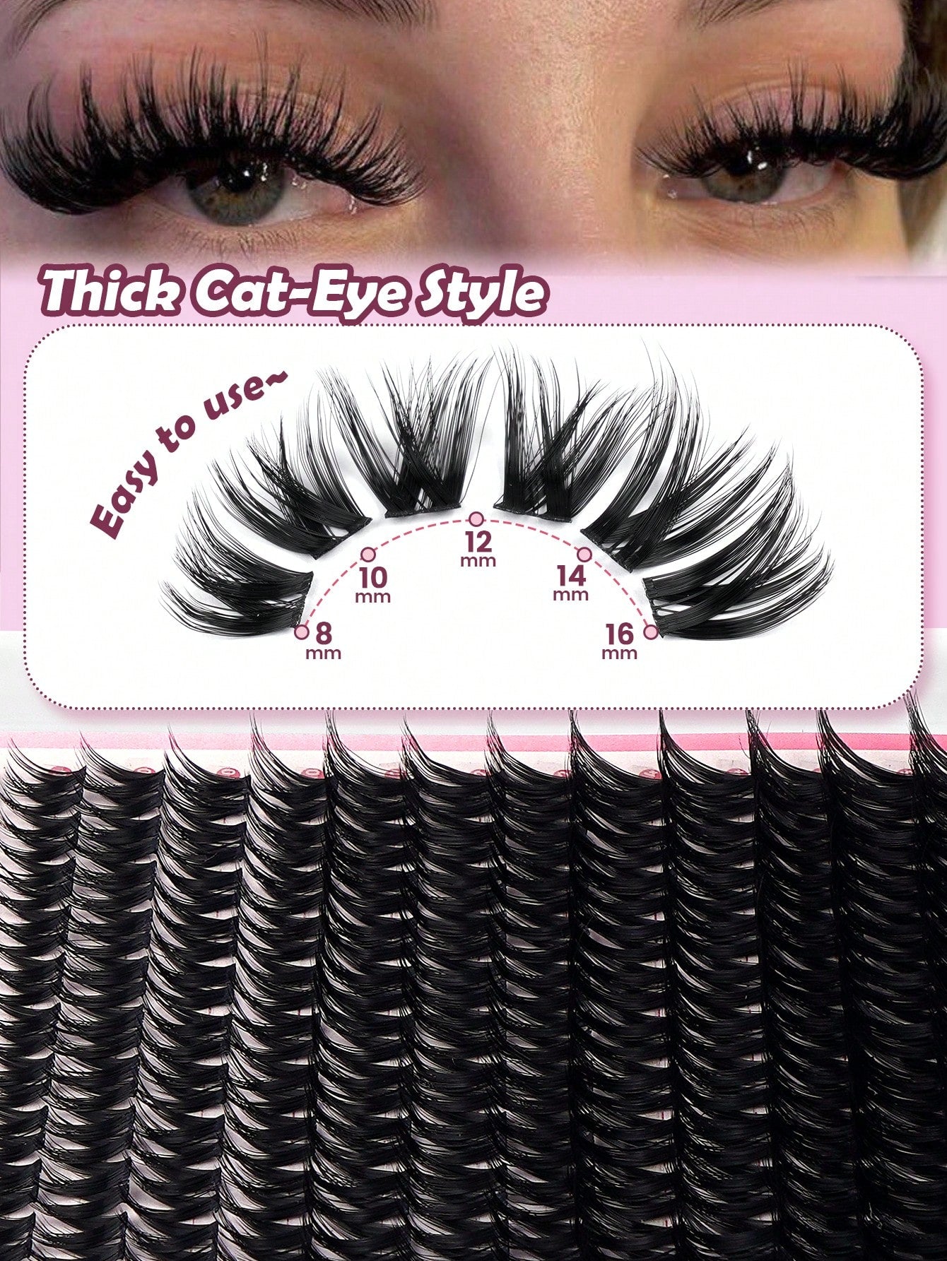 MAANGE 168 Clusters Dense Cross-Grafted Eyelash Clusters, Cross-Amplified Eyes, Cat Eye Eyelash Clusters, Large Capacity Eyelash Cluster Box, Long-Lasting Curly Natural Curl Eyelash Clusters Extension