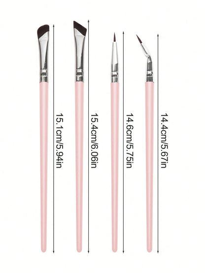 MAANGE 4pcs Professional Eye Makeup Brush Set, Includes Eyeshadow Brush, Eyebrow Brush And Eyeliner Brush, Made Of Soft Fiber Material, Portable And Ideal For Travel Makeup. The Set Includes Various M