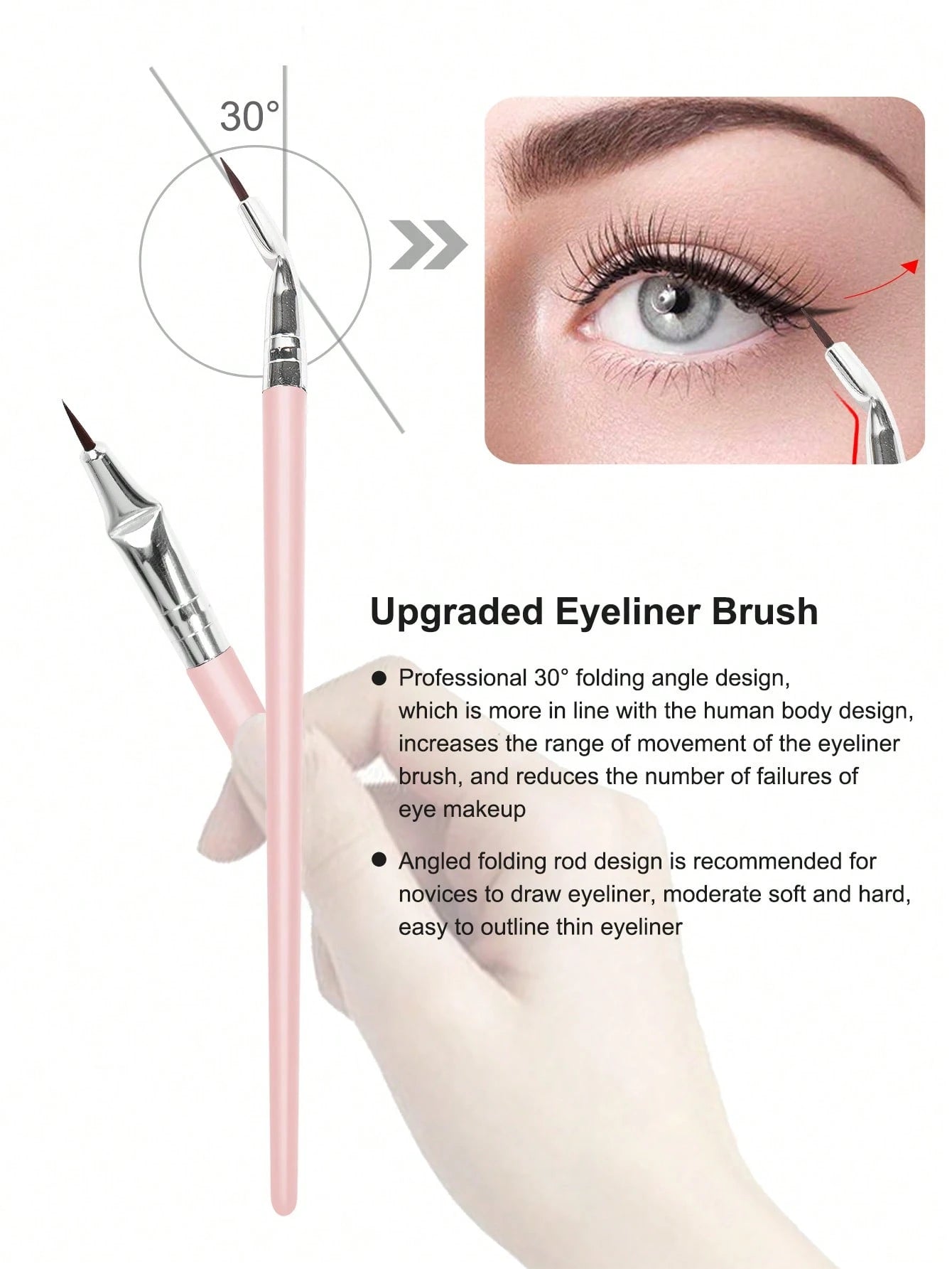 MAANGE 4pcs Professional Eye Makeup Brush Set, Includes Eyeshadow Brush, Eyebrow Brush And Eyeliner Brush, Made Of Soft Fiber Material, Portable And Ideal For Travel Makeup. The Set Includes Various M
