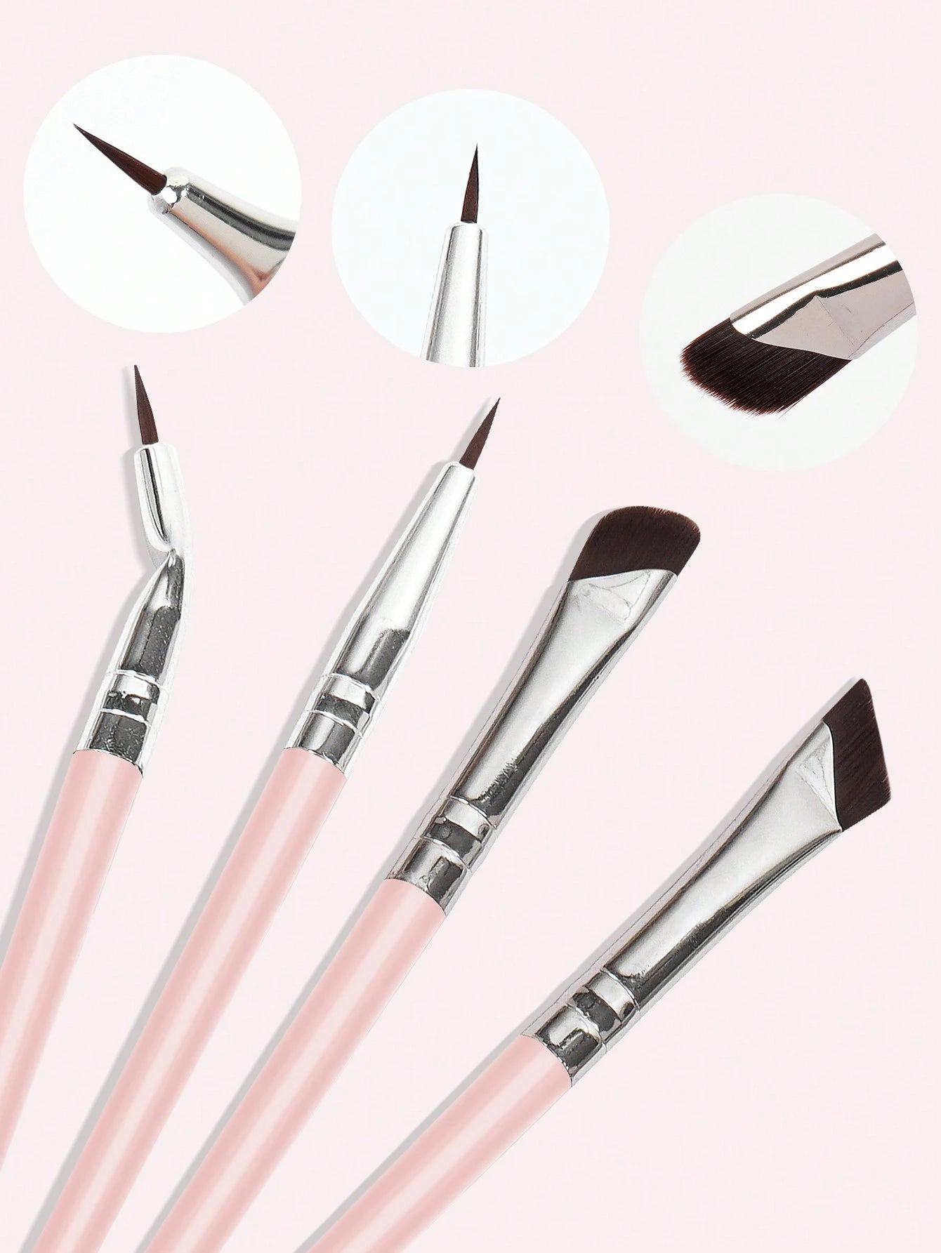 MAANGE 4pcs Professional Eye Makeup Brush Set, Includes Eyeshadow Brush, Eyebrow Brush And Eyeliner Brush, Made Of Soft Fiber Material, Portable And Ideal For Travel Makeup. The Set Includes Various M