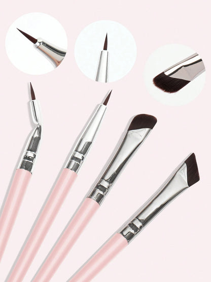 MAANGE 4pcs Professional Eye Makeup Brush Set, Includes Eyeshadow Brush, Eyebrow Brush And Eyeliner Brush, Made Of Soft Fiber Material, Portable And Ideal For Travel Makeup. The Set Includes Various M