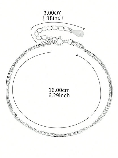 MADEONE 1pc Minimalist Double-Layer Silver Chain Bracelet, Exquisite Jewelry, Gift For Women