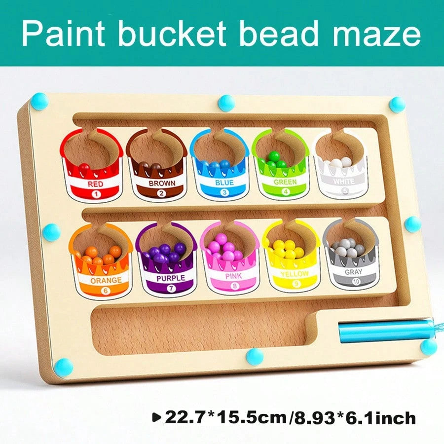 Magnetic Color Number Maze, Wooden Dinosaur & Ice Cream Magnetic Maze Puzzle, Montessori Toy For Toddlers To Learn Counting, Color Sorting And Fine Motor Skills, Suitable For Preschoolers, Thanksgivin