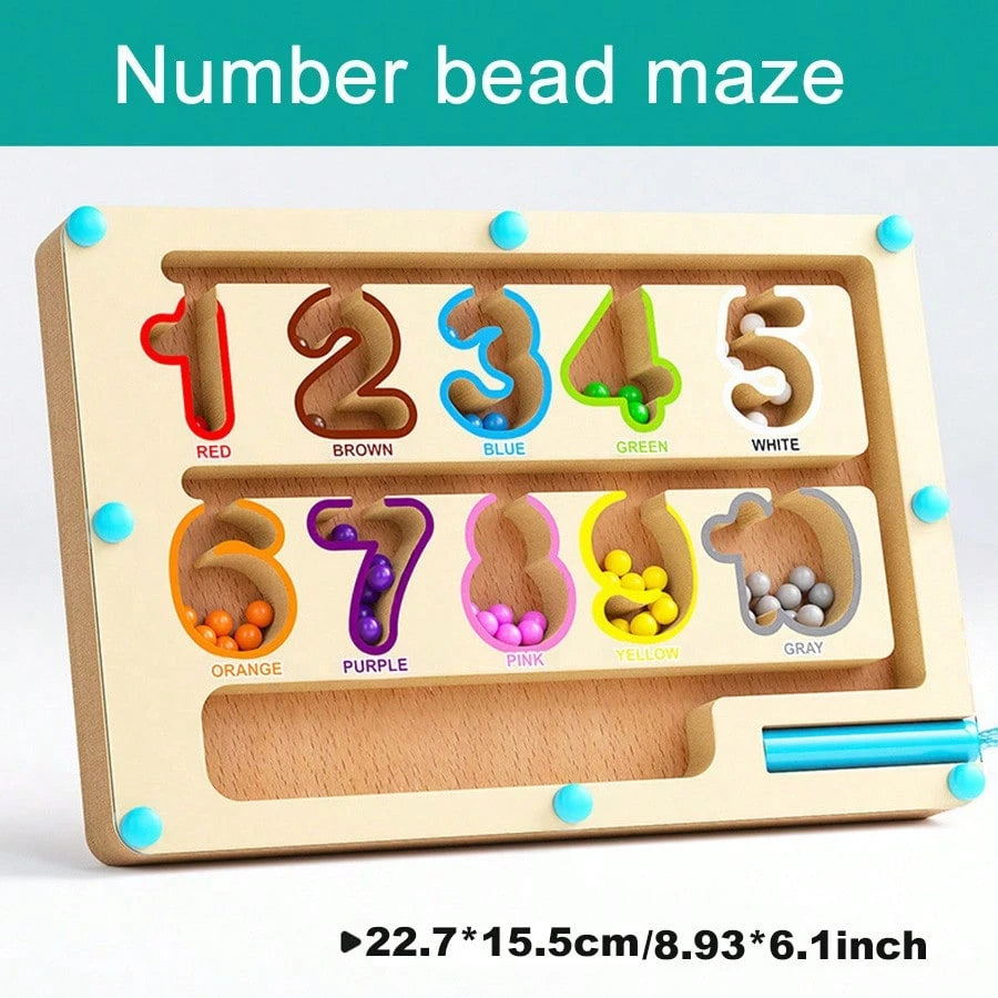 Magnetic Color Number Maze, Wooden Dinosaur & Ice Cream Magnetic Maze Puzzle, Montessori Toy For Toddlers To Learn Counting, Color Sorting And Fine Motor Skills, Suitable For Preschoolers, Thanksgivin