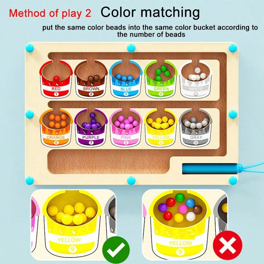 Magnetic Color Number Maze, Wooden Dinosaur & Ice Cream Magnetic Maze Puzzle, Montessori Toy For Toddlers To Learn Counting, Color Sorting And Fine Motor Skills, Suitable For Preschoolers, Thanksgivin