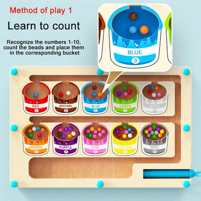 Magnetic Color Number Maze, Wooden Dinosaur & Ice Cream Magnetic Maze Puzzle, Montessori Toy For Toddlers To Learn Counting, Color Sorting And Fine Motor Skills, Suitable For Preschoolers, Thanksgivin
