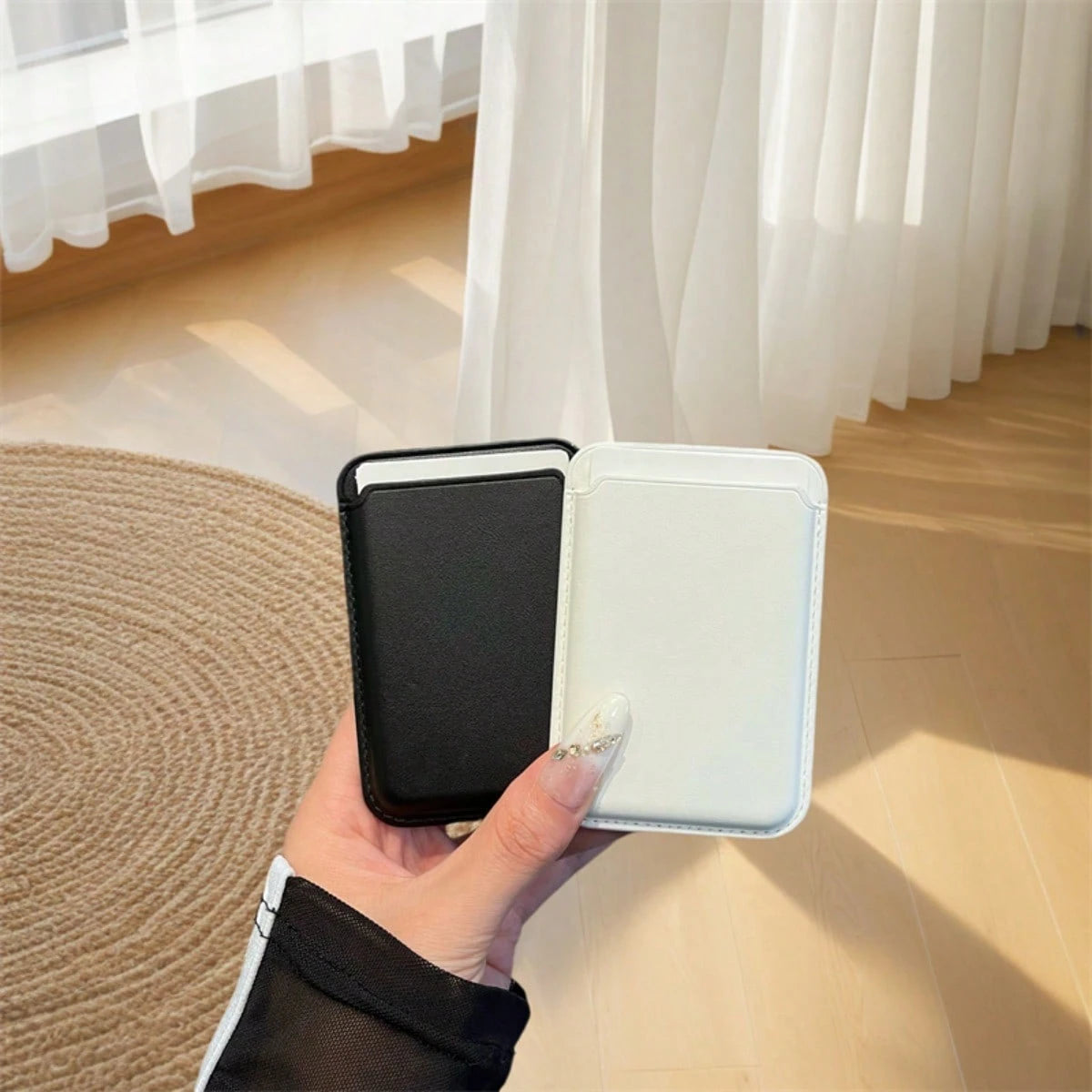 Magnetic Multi-Function Phone Holder And Card Holder, Ultra-Thin Genuine Leather PU Design- Strong Magnetic Wallet For IPhone 16/15/14/12, Adjustable Holder With 5-6 Card Slots, Perfect For Daily Use