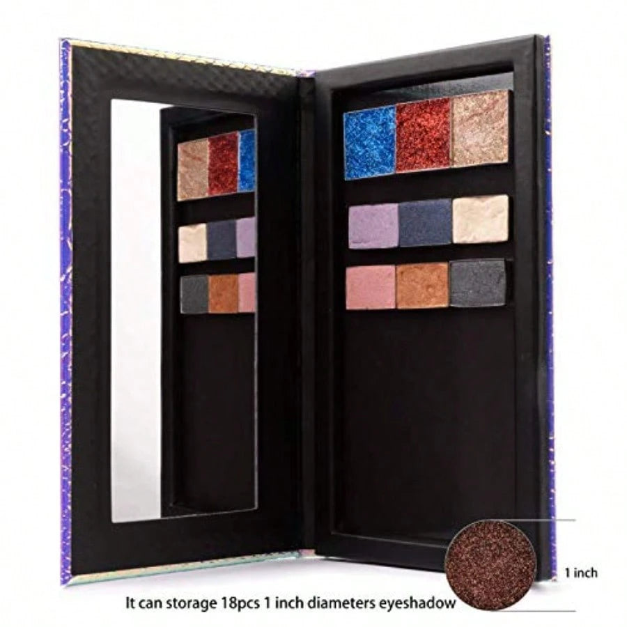 Magnetic Palette Mermaid Empty Makeup Palette With Mirror And 20Pcs Adhesive Empty Palette Metal Stickers For Eyeshadow Lipstick Blush Powder