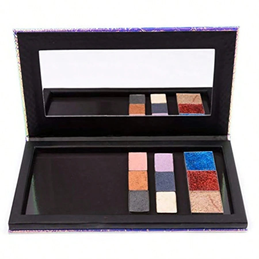 Magnetic Palette Mermaid Empty Makeup Palette With Mirror And 20Pcs Adhesive Empty Palette Metal Stickers For Eyeshadow Lipstick Blush Powder