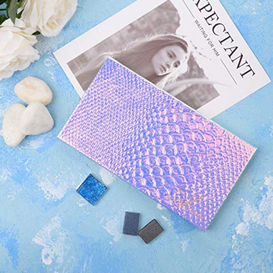 Magnetic Palette Mermaid Empty Makeup Palette With Mirror And 20Pcs Adhesive Empty Palette Metal Stickers For Eyeshadow Lipstick Blush Powder