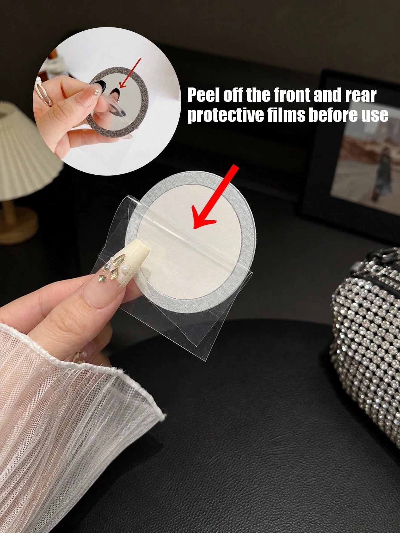 Magsafe Wireless Charging Glitter Mirror Magnetic Ring, Ultra-Thin Creative Strong Adsorption Phone Magnetic Sheet, Makeup, Selfie Accessory, Magnetic Phone Stand Universal Magnetic Sheet, Suitable Fo