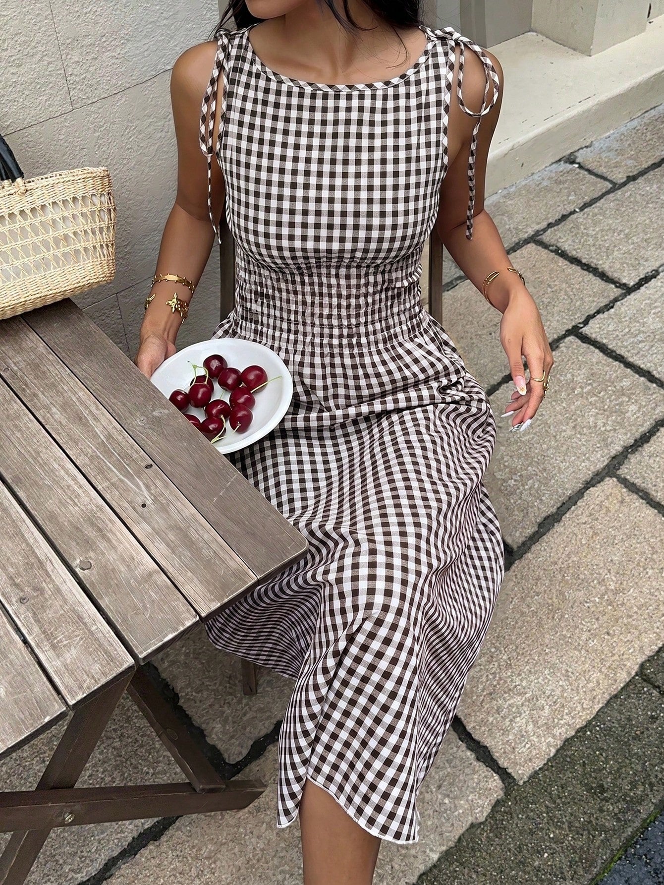 MainGRL Coffee Brown Regular Casual Vacation Party Versatile Mid-Length Dress For Women,Summer Dresses For Women