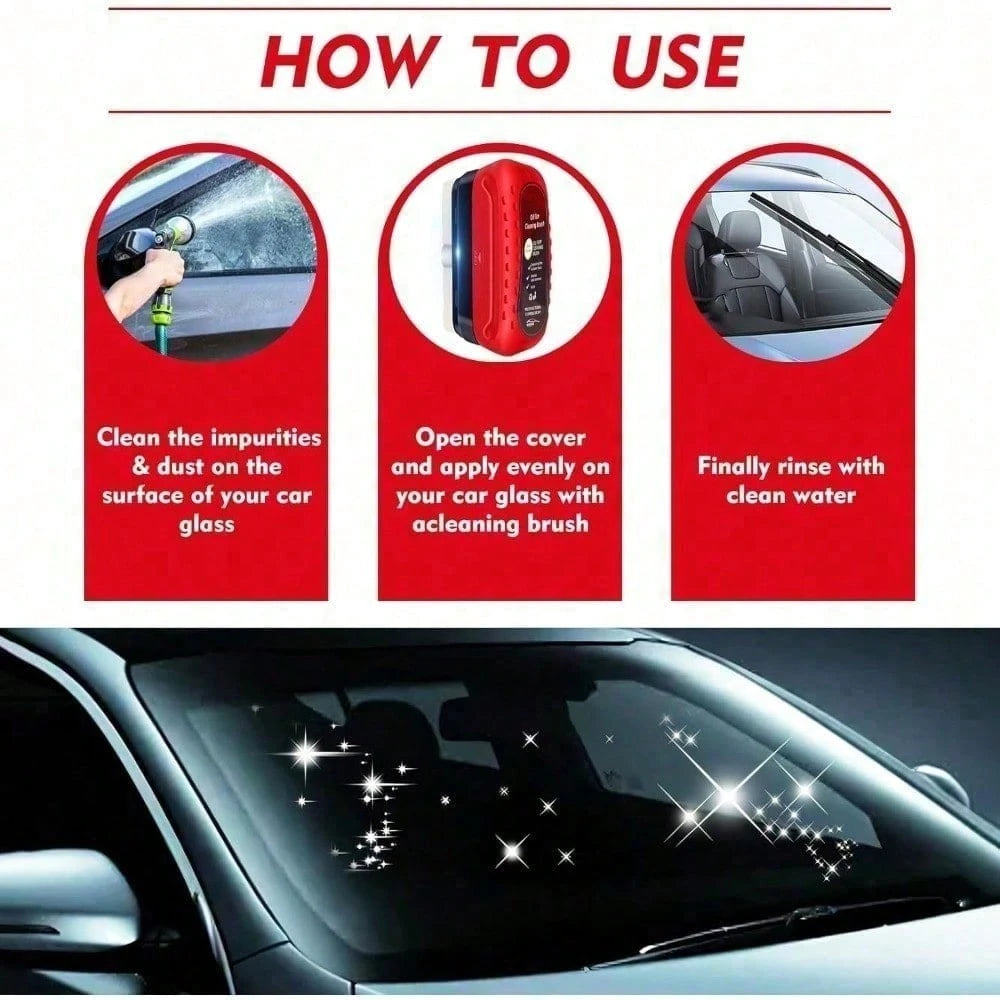 Make Your Windshield Crystal Clear With This Car Glass Cleaning Brush For Oil Film Removal Interior And Exterior Auto Glass Red, Windshield Cleaner, Auto Glass Brush, Car Detailing Tool, Cleaning Acce